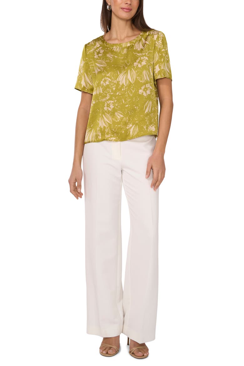 Floral Short Sleeve Top, Alternate, color, GREEN OASIS