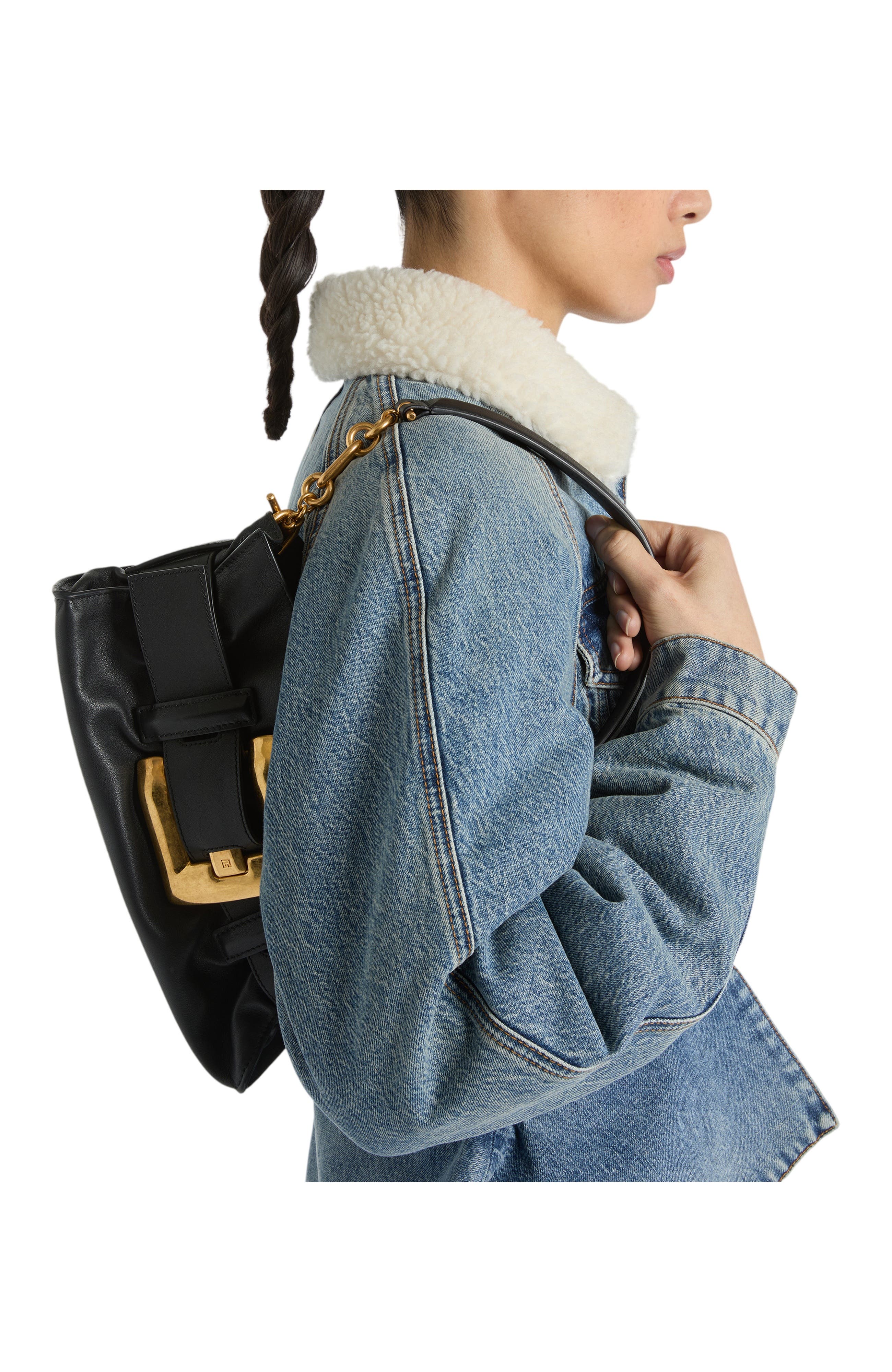 Mini Anthem bag in smooth leather, Alternate, color, black