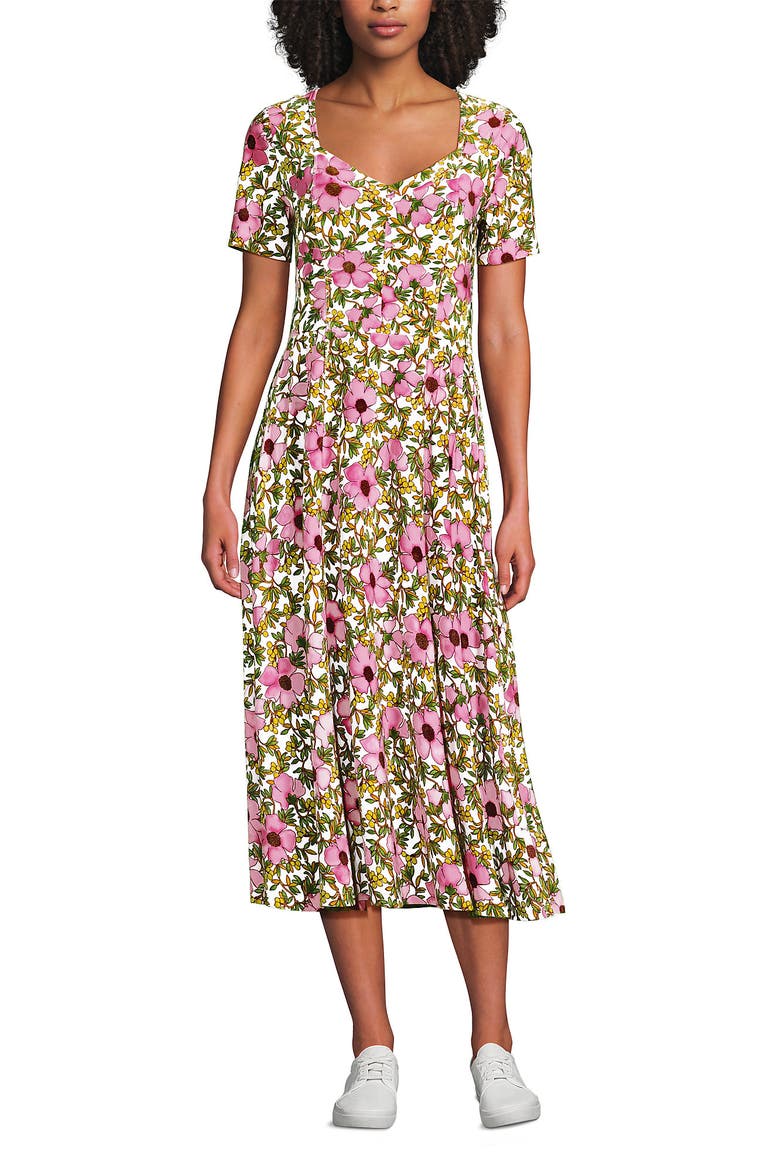 Silky Knit Sweetheart Midi Dress, Alternate, color, Light Rose Pink Floral Blossom