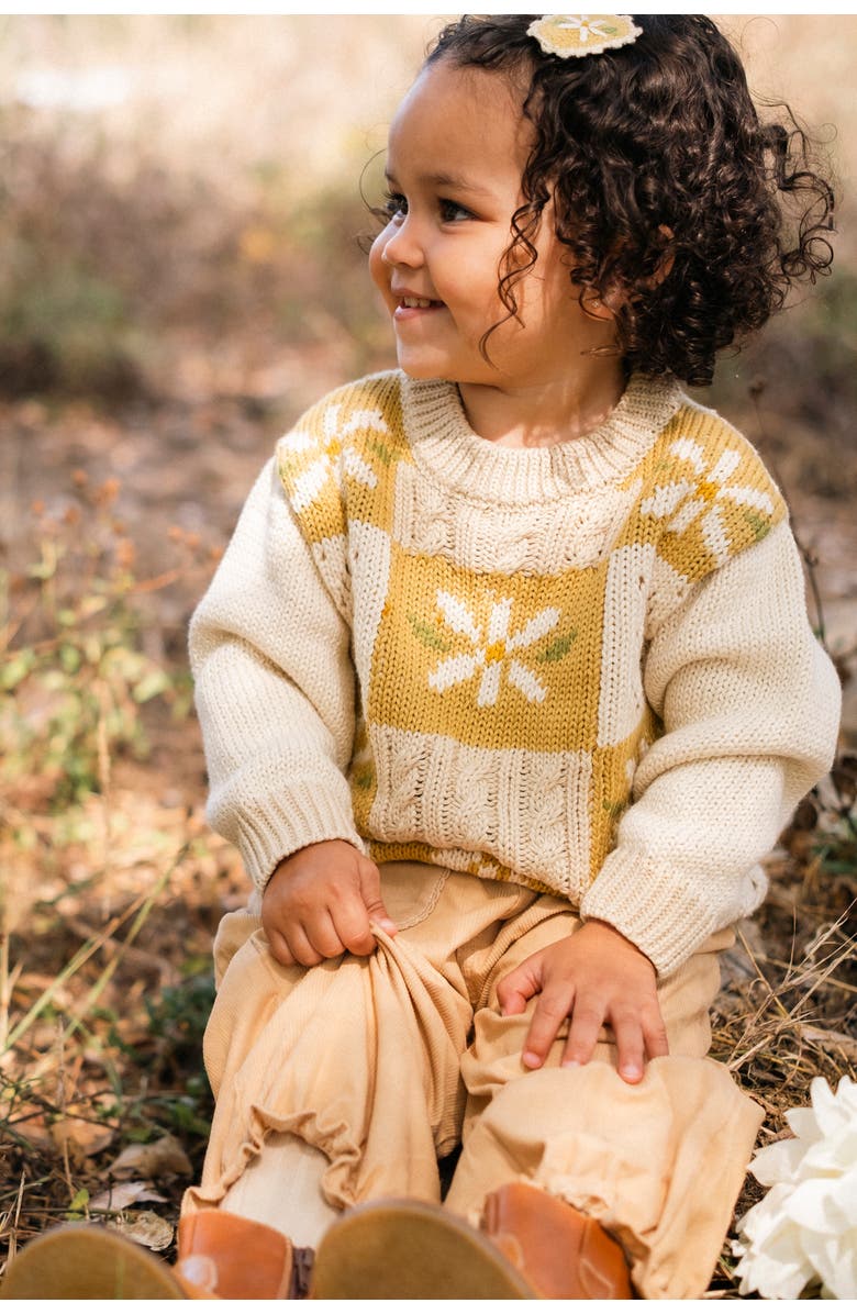 Wild Wawa Daisy Patchwork Sweater, Alternate, color, Honeycomb