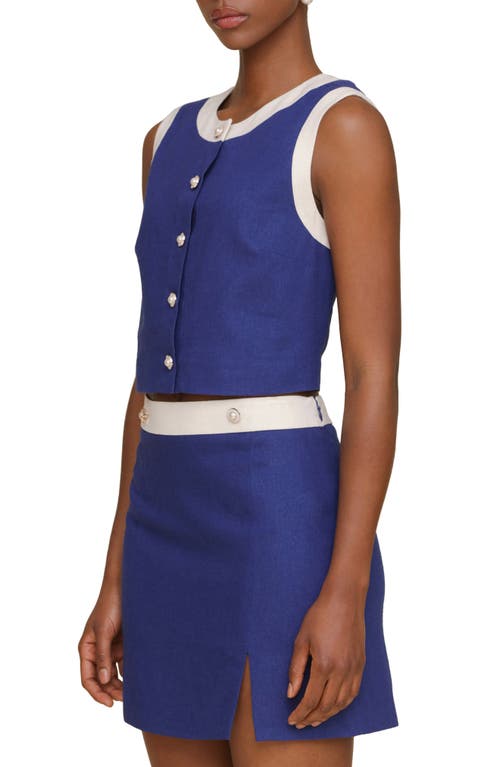 Avec Les Filles Colorblock Crop Vest In Navy