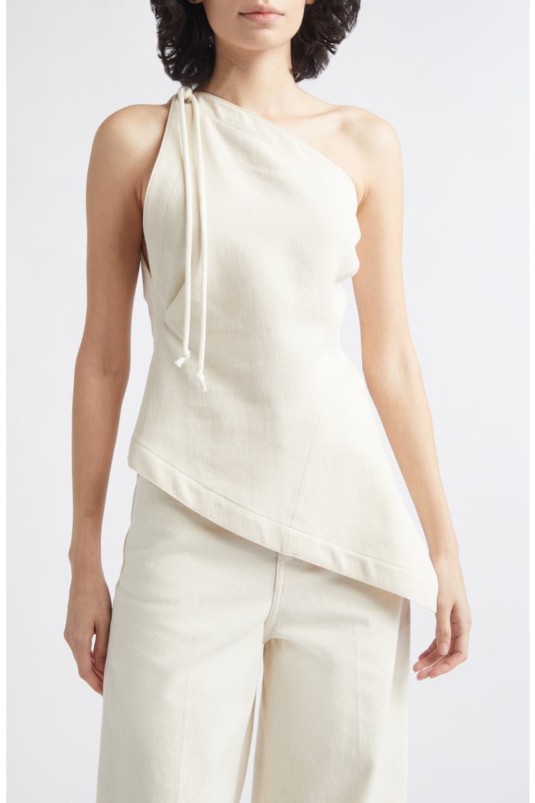 One-Shoulder Cotton Top, Main, color, MUSLIN