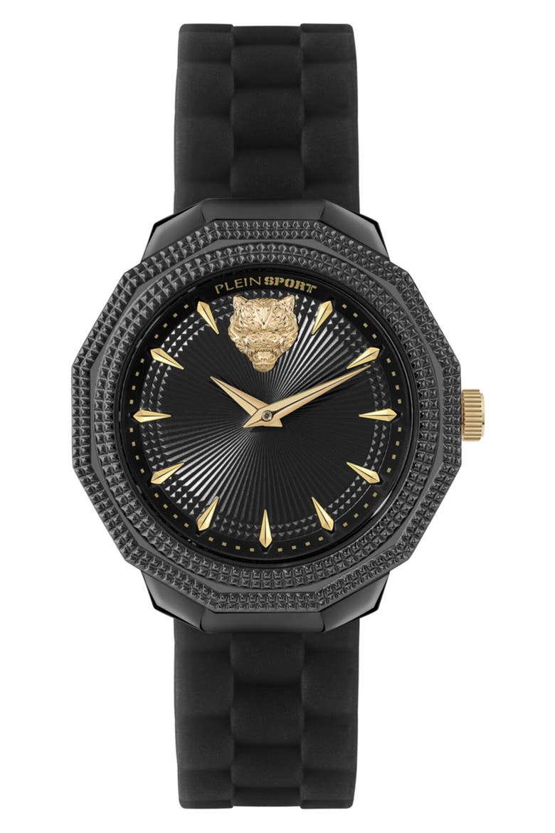 Sport Dynasty Silicone Strap Watch, 37mm, Main, color, BLACK