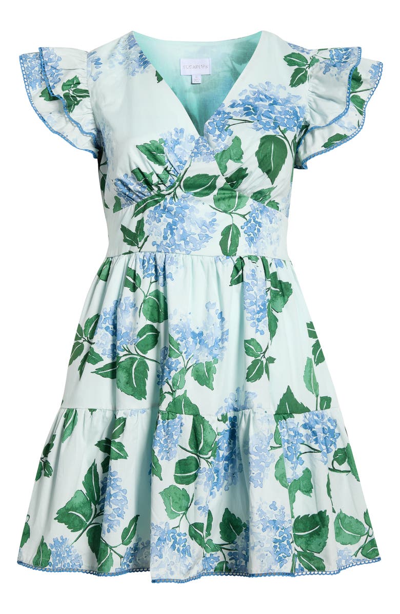 SUGARLIPS Mirla Floral Ruffle Dress, Alternate, color, Blue/ Green Multi