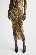Jean Paul Gaultier Re-Edition Butterfly Print Mesh Maxi Skirt
