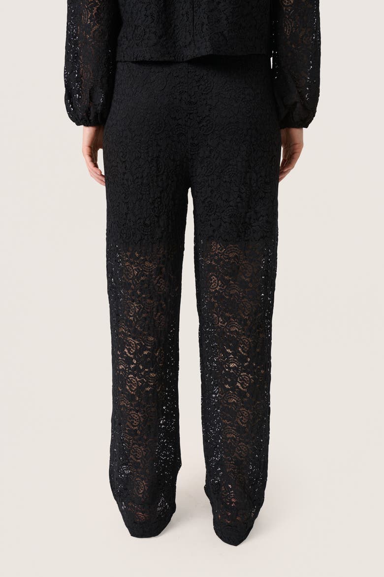 SLHenni Elastic Waist Wide Leg Trousers, Alternate, color, Black