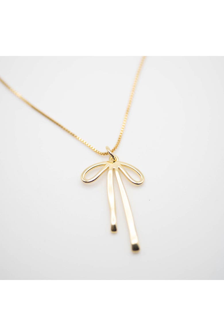 Graceful Bow Necklace, Alternate, color, Gold