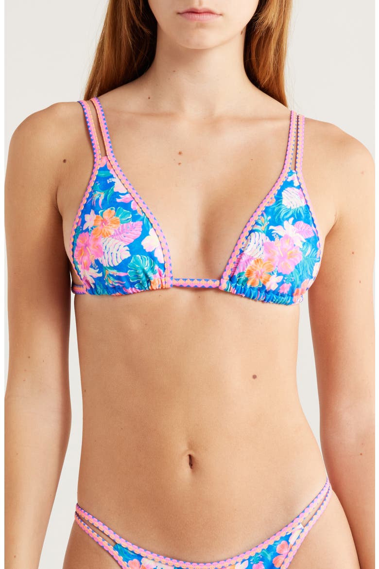 Strappy Bikini Top, Main, color, ELECTRIC PALMS