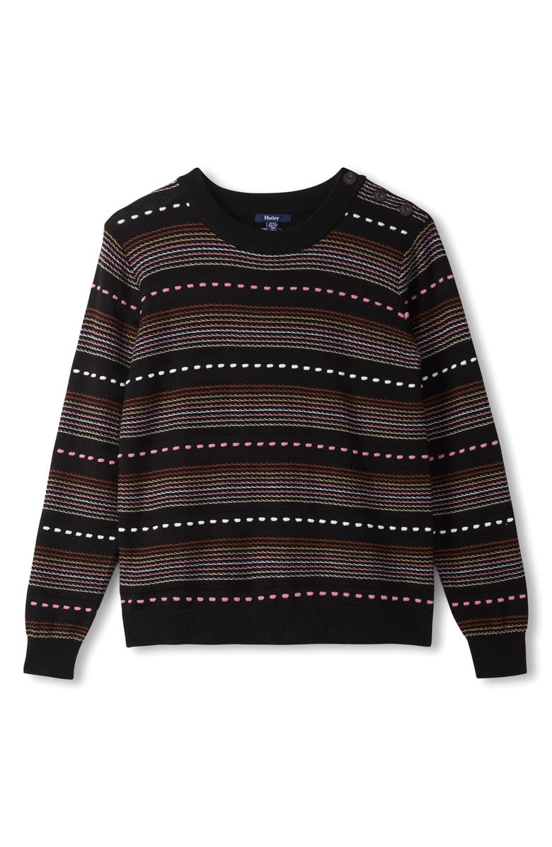 Hatley Kate Textured Stripe Crewneck Sweater, Alternate, color, Black