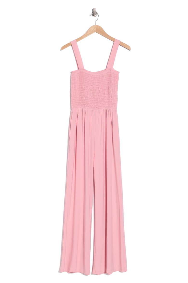 Smocked Knit Sleeveless Jumpsuit, Alternate, color, DUSTY PINK