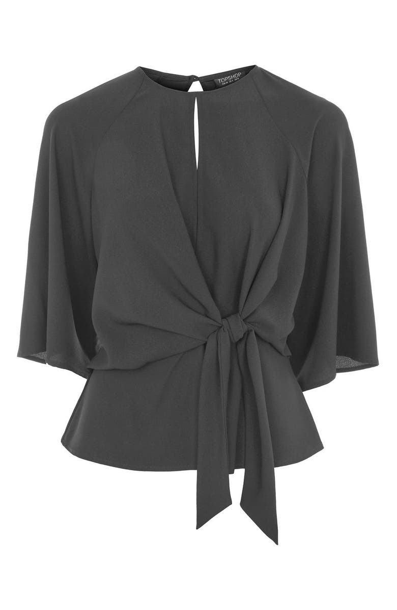 Topshop Slouchy Knot Front Blouse, Alternate, color,