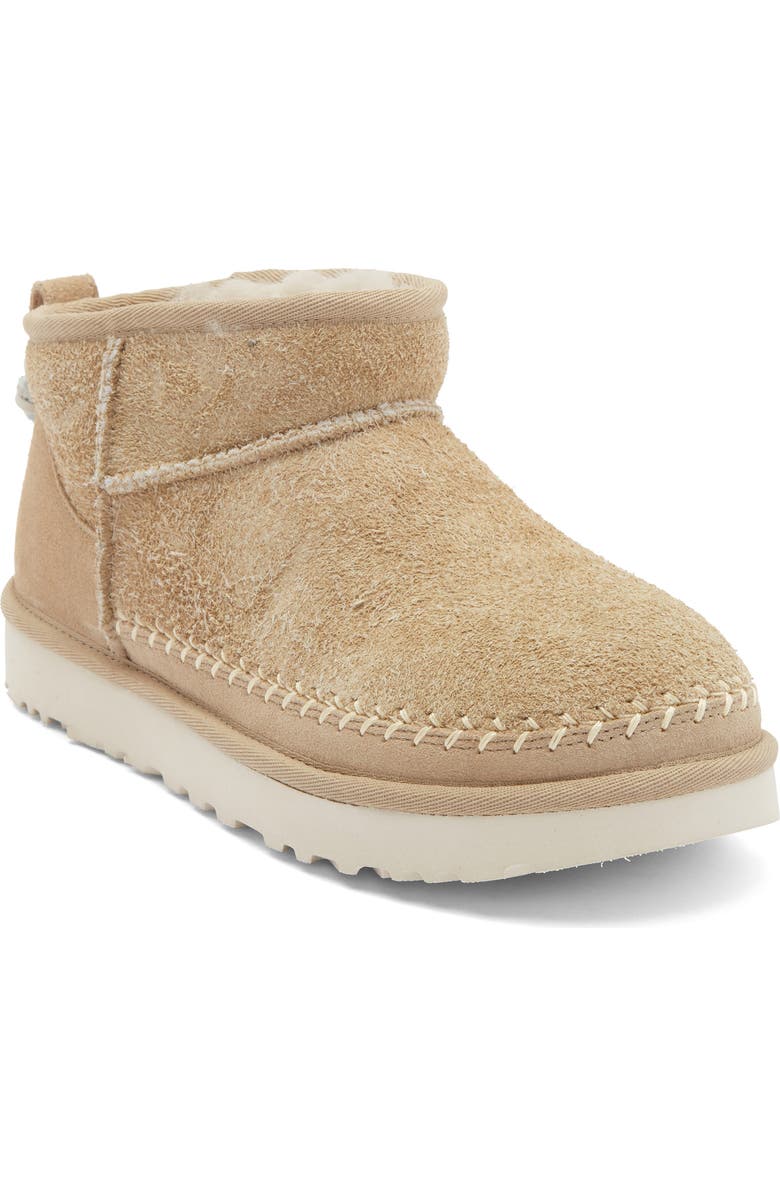 UGG<sup>®</sup> Classic Ultra Mini Biarritz Genuine Shearling Lined Bootie, Main, color, Mustard Seed