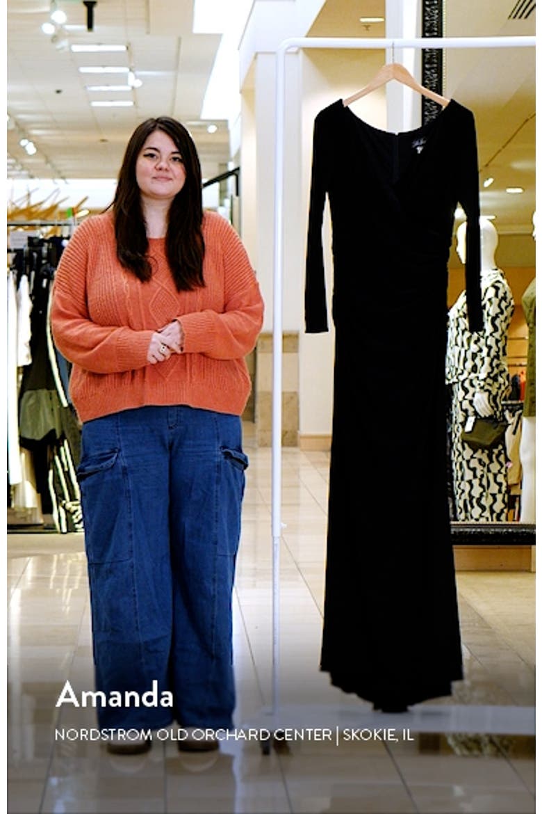 Long Sleeve Jersey Evening Dress with Ruching video