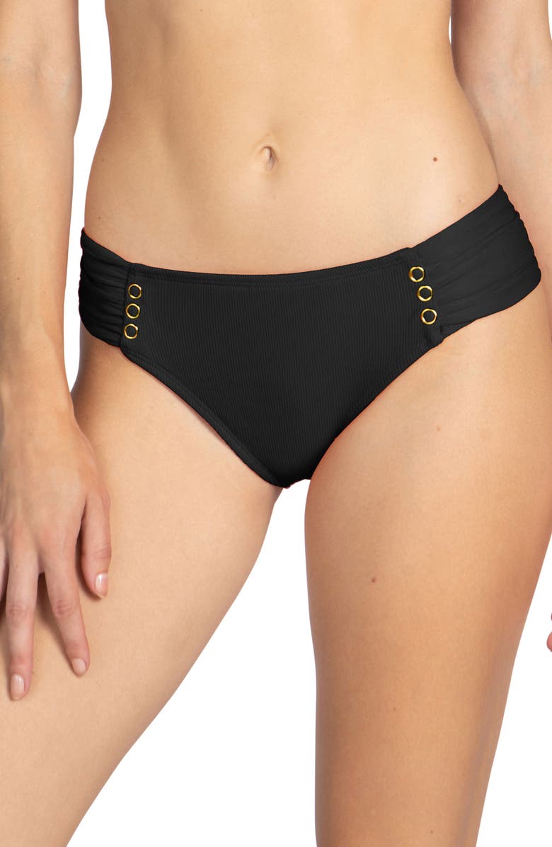 Robin Piccone Amy Side Tab Bikini Bottoms, Main, color, Licorice