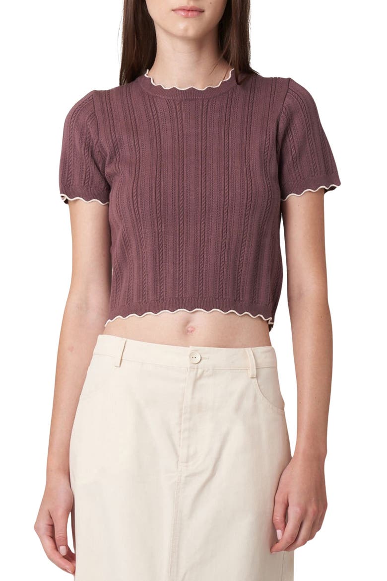 Toddy Mixed Stitch Crop Sweater, Main, color, AUBERGINE