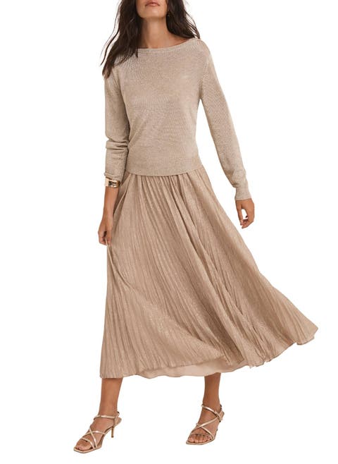 Metallic Knit Layered sweater Dress