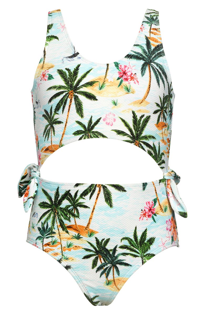 Hobie Kids' Destination Cutout One-Piece Swimsuit, Main, color, 