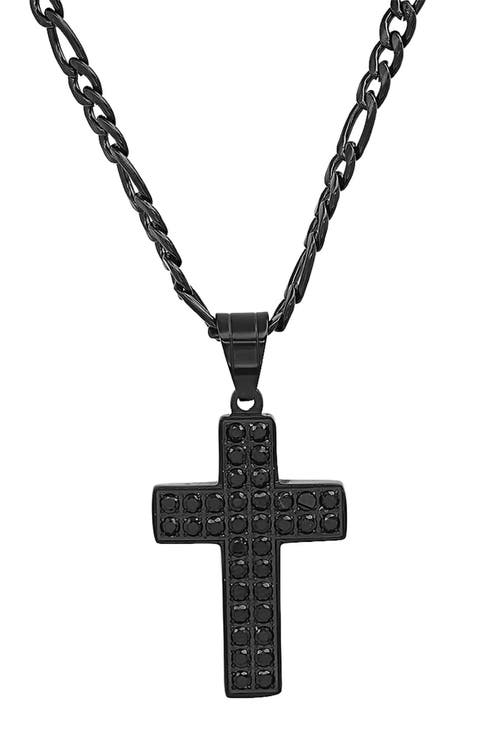 Men's Simulated Diamond Cross Pendant Necklace