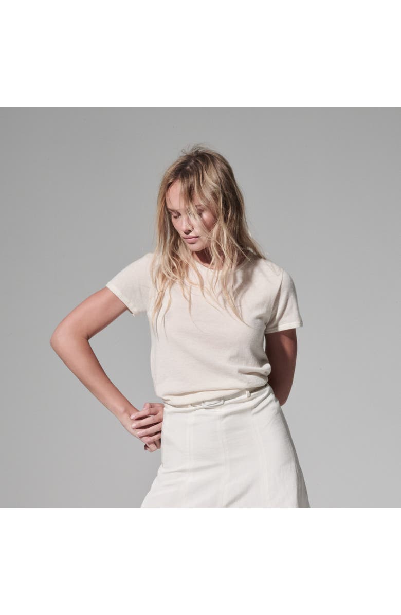 Majestic Filatures 100% Machine Washable Cashmere Short Sleeve Crewneck T-Shirt, Main, color, Milk