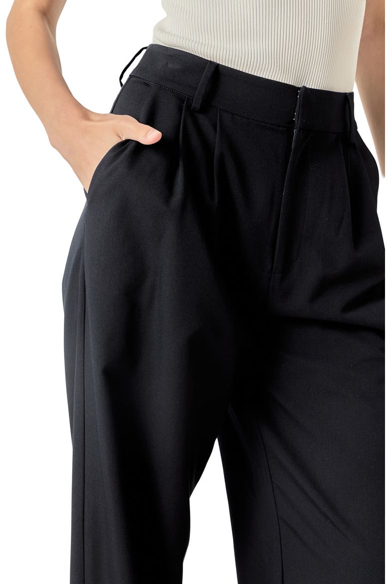 Pleat Front High Waist Wide Leg Pants, Alternate, color, NAVY