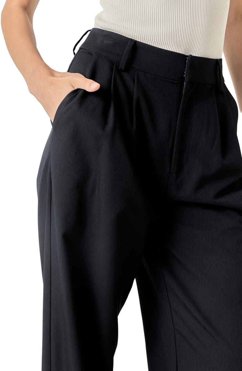 English Factory Pleat Front High Waist Wide Leg Pants, Alternate, color, Navy