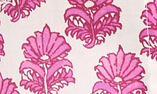 Karen Kane Floral Ruffle Accent Cotton Button-up Shirt In Pink Print