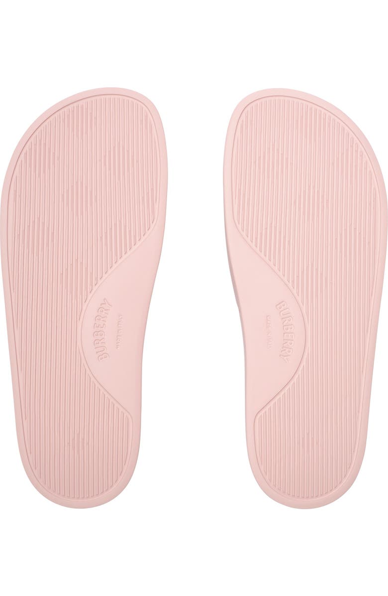 Burberry Logo Slides, Alternate, color, Candy Pink/Dove Beige