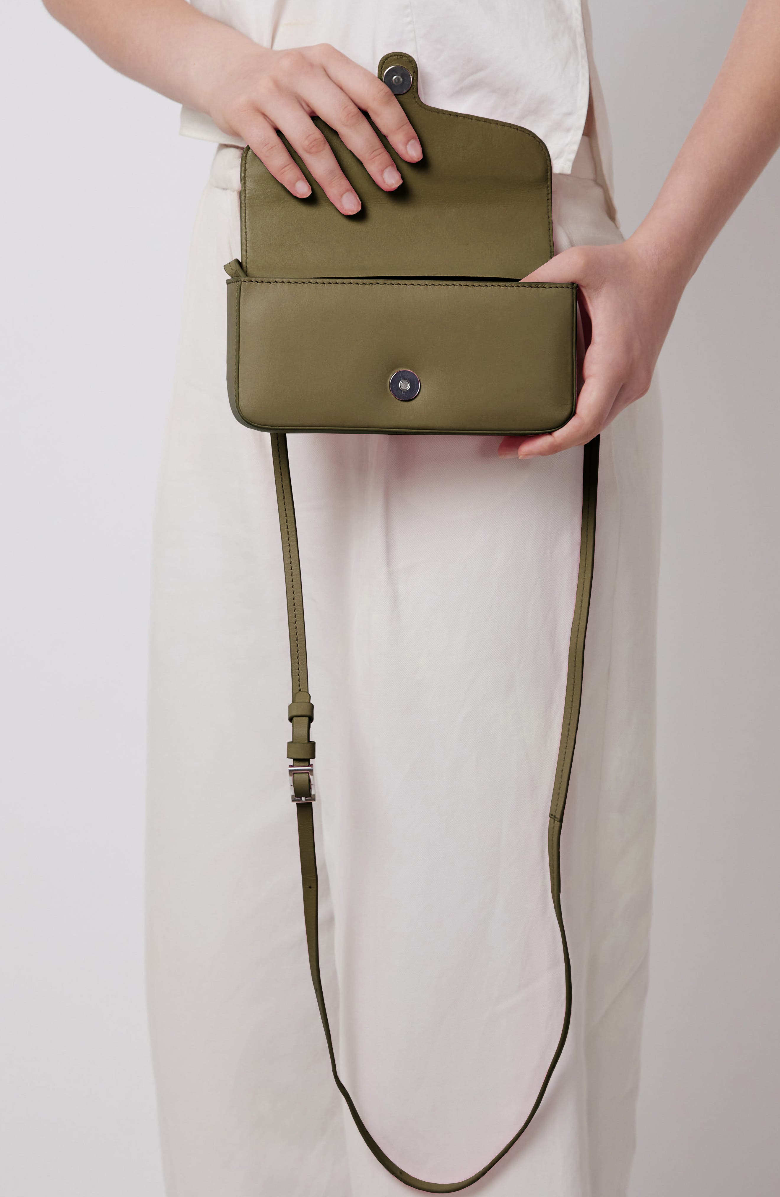 Mini Claudia Pebble Leather Crossbody Bag, Alternate, color, WOOD