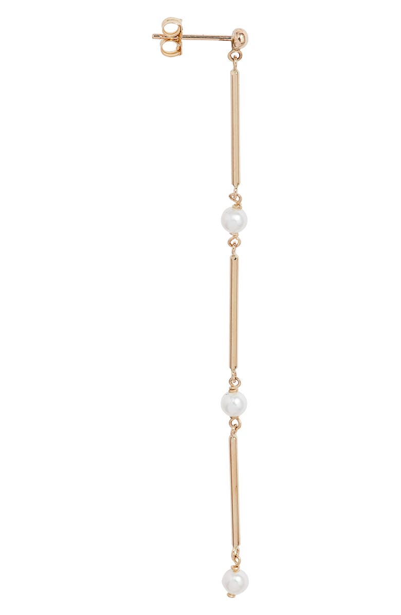 Poppy Finch Cultured Pearl Linear Drop Earrings, Alternate, color, 14K Yellow Gold