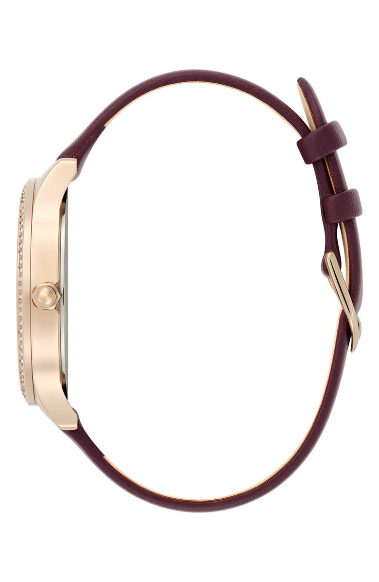 Olivia Burton Beaulieu Crystal Leather Strap Watch, 36mm, Alternate, color, 