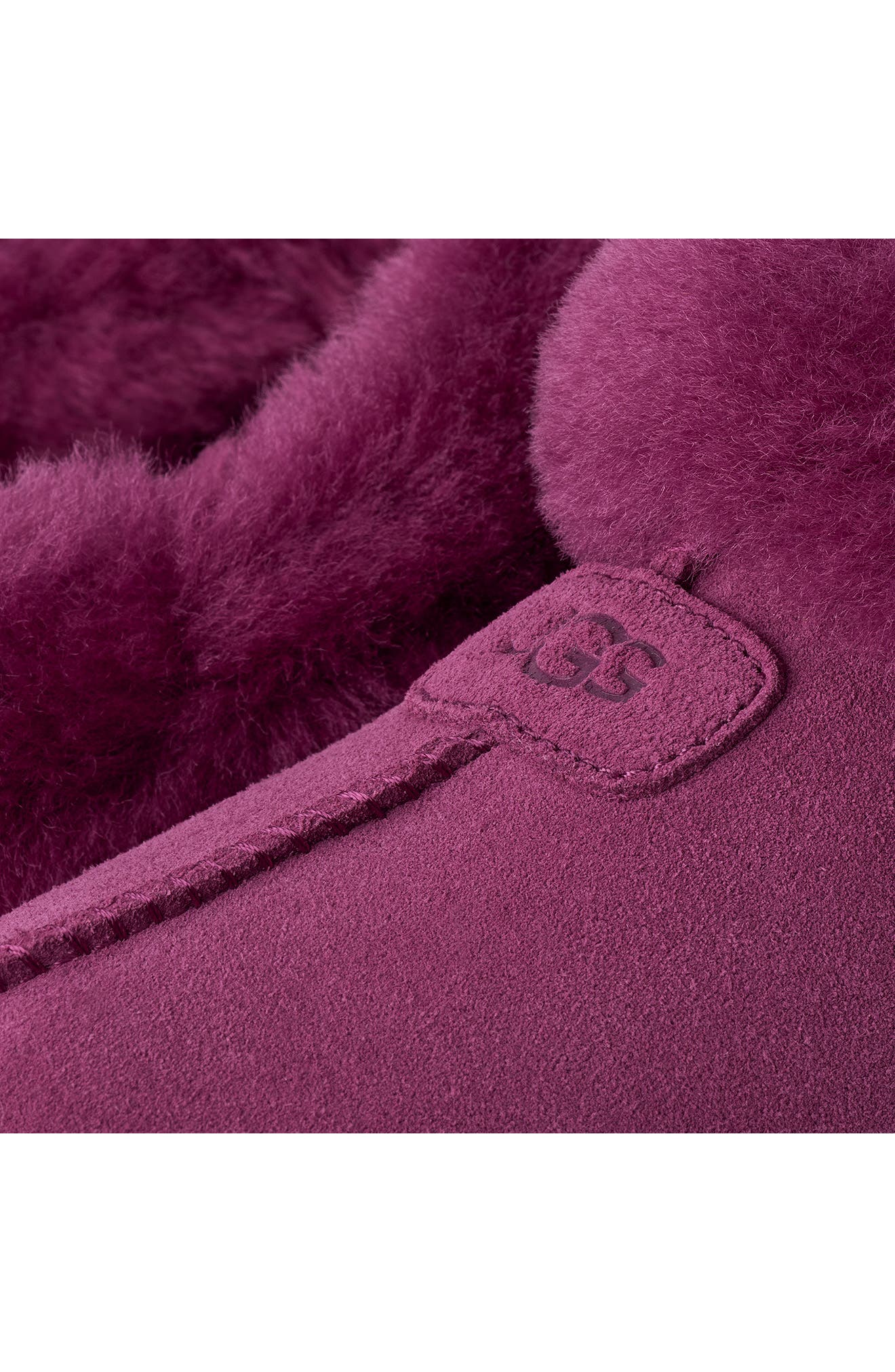 Tazzette Genuine Shearling Collar Slipper, Alternate, color, DARK WINTERBERRY