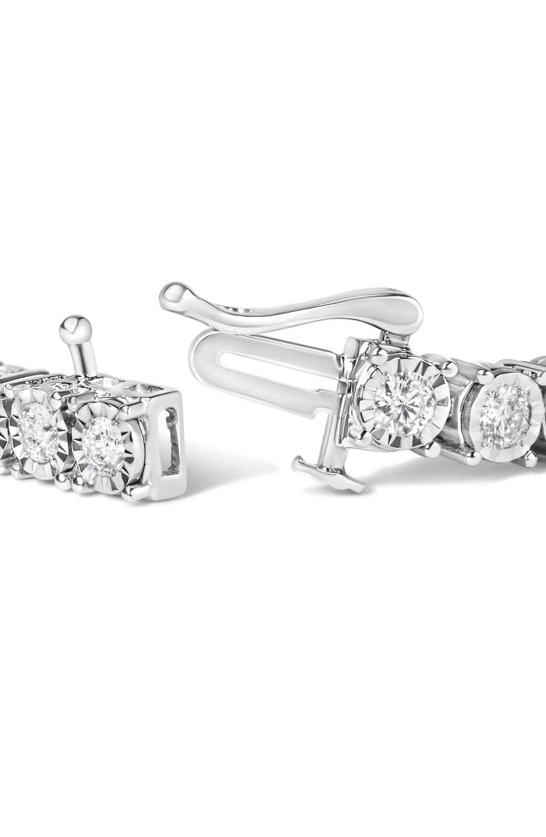 Haus of Brilliance Silver 3.0 Cttw Diamond Illusion-Set Miracle Plate Tennis Bracelet, Alternate, color, White