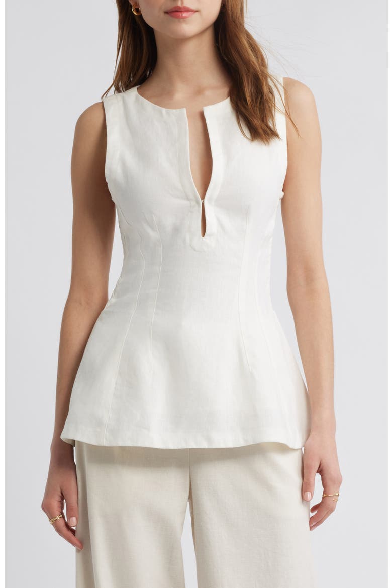 Melia Sleeveless Linen Top, Main, color, WHITE