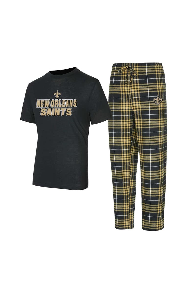 CONCEPTS SPORT Men's Concepts Sport Black/ New Orleans Saints Vector T-Shirt & Flannel Pants Sleep Set, Main, color, Black