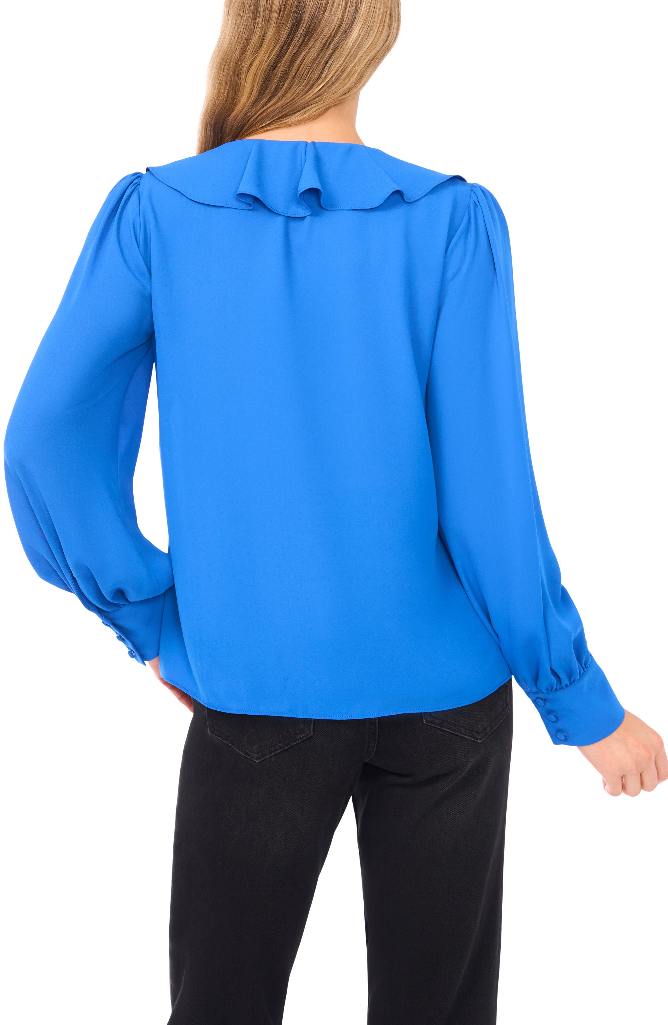 Ruffle Tie Neck Long Sleeve Georgette Top - image 4