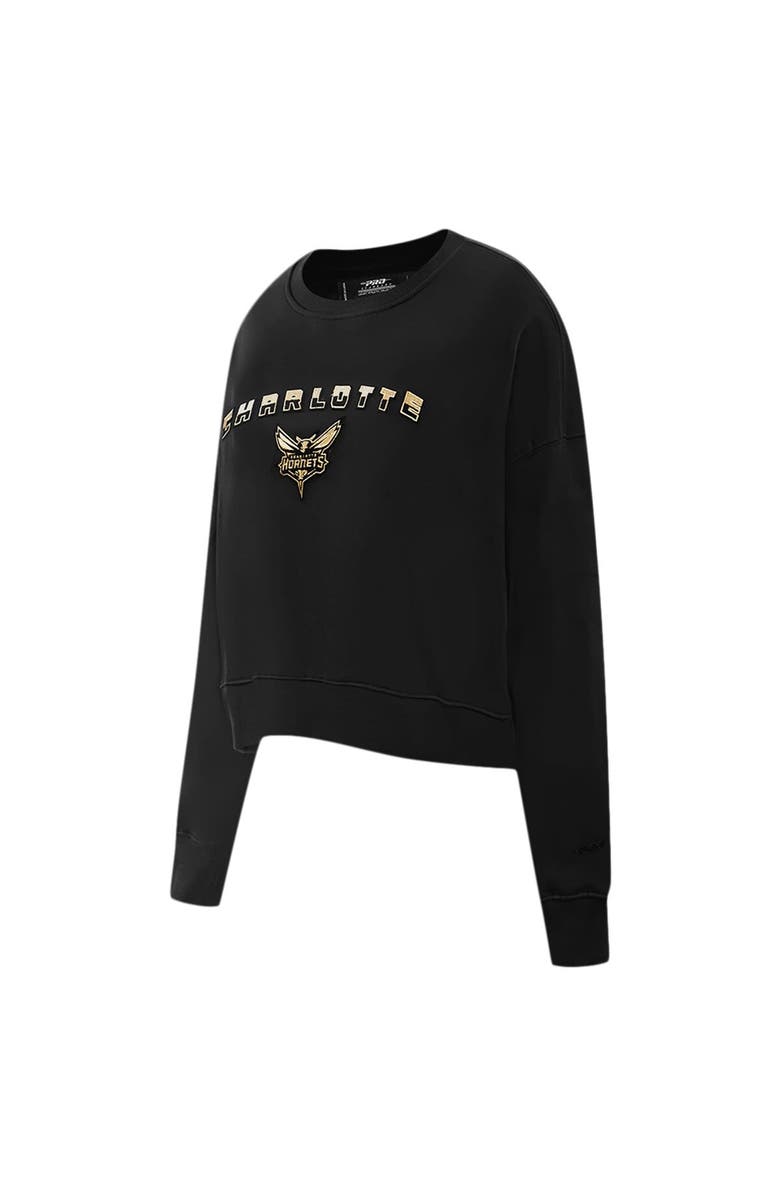 PRO STANDARD Women's Pro Standard Black Charlotte Hornets Glam Cropped Pullover Sweatshirt, Alternate, color, Black