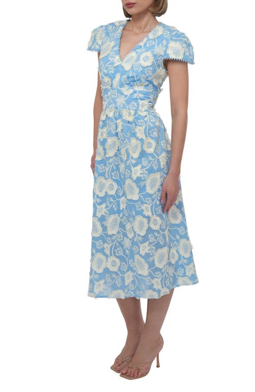 Adelyn Rae Nori 3d Embroidered Cotton Midi A-line Dress In Blue