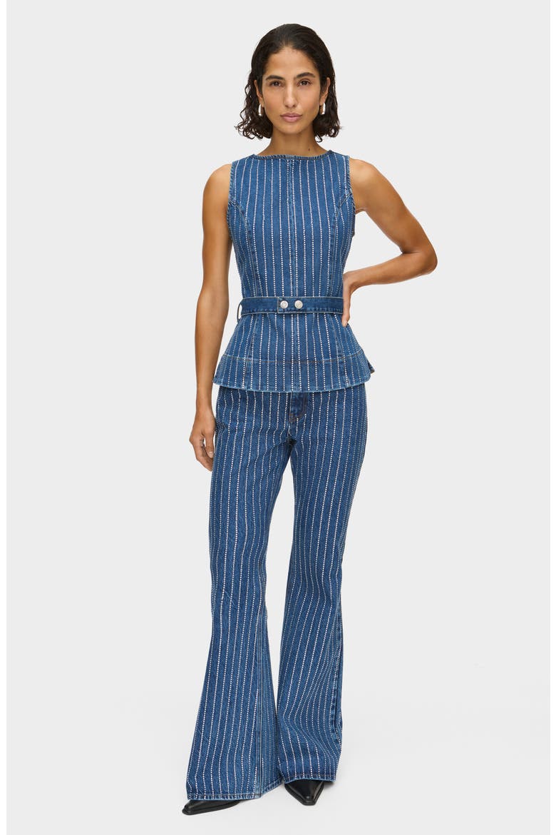 Diamante Flare Jeans, Alternate, color, MID BLUE
