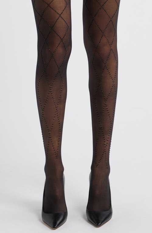High Heel Jungle Crystal Embellished Sheer Tights In Black