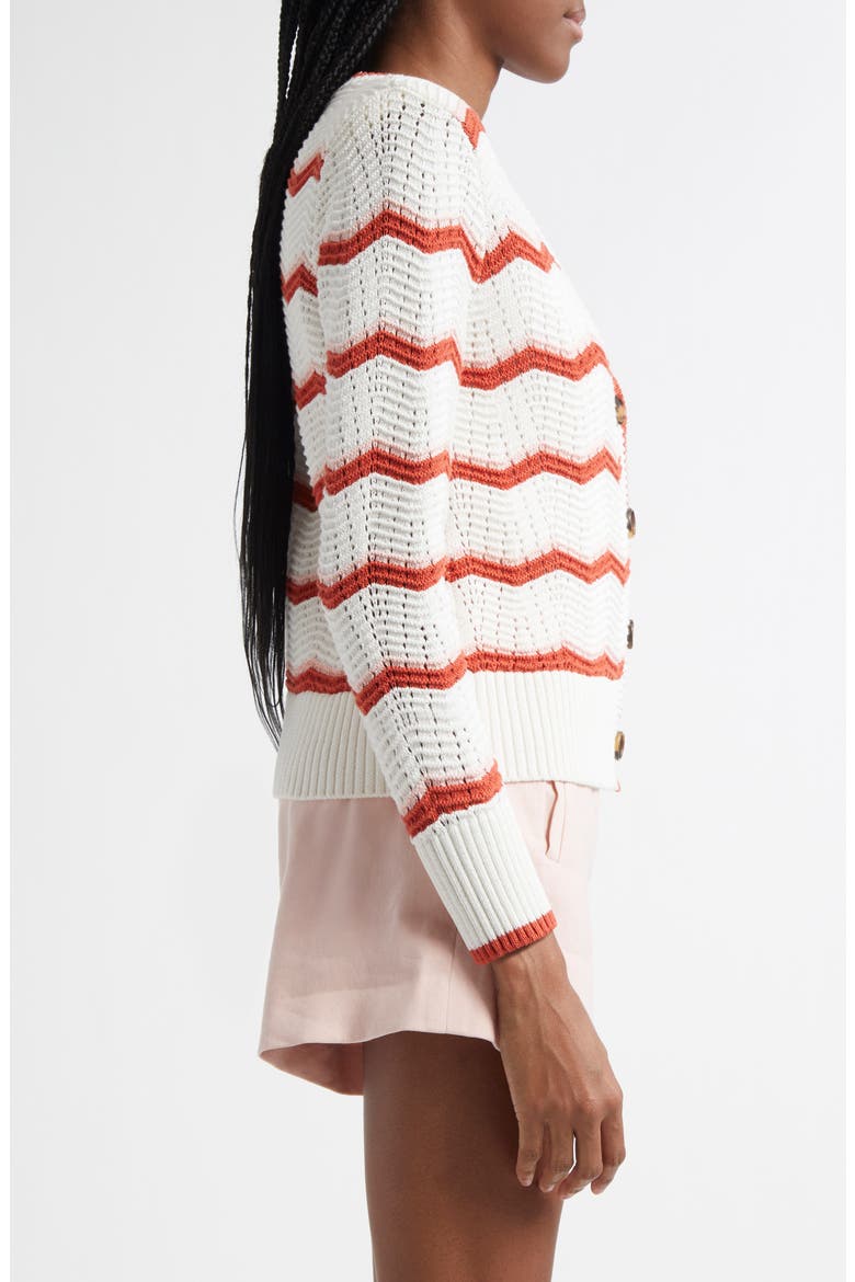 Ansonia Stripe Open Stitch Cardigan, Alternate, color, OFF WHITE PINK SHELL PERSIMMON