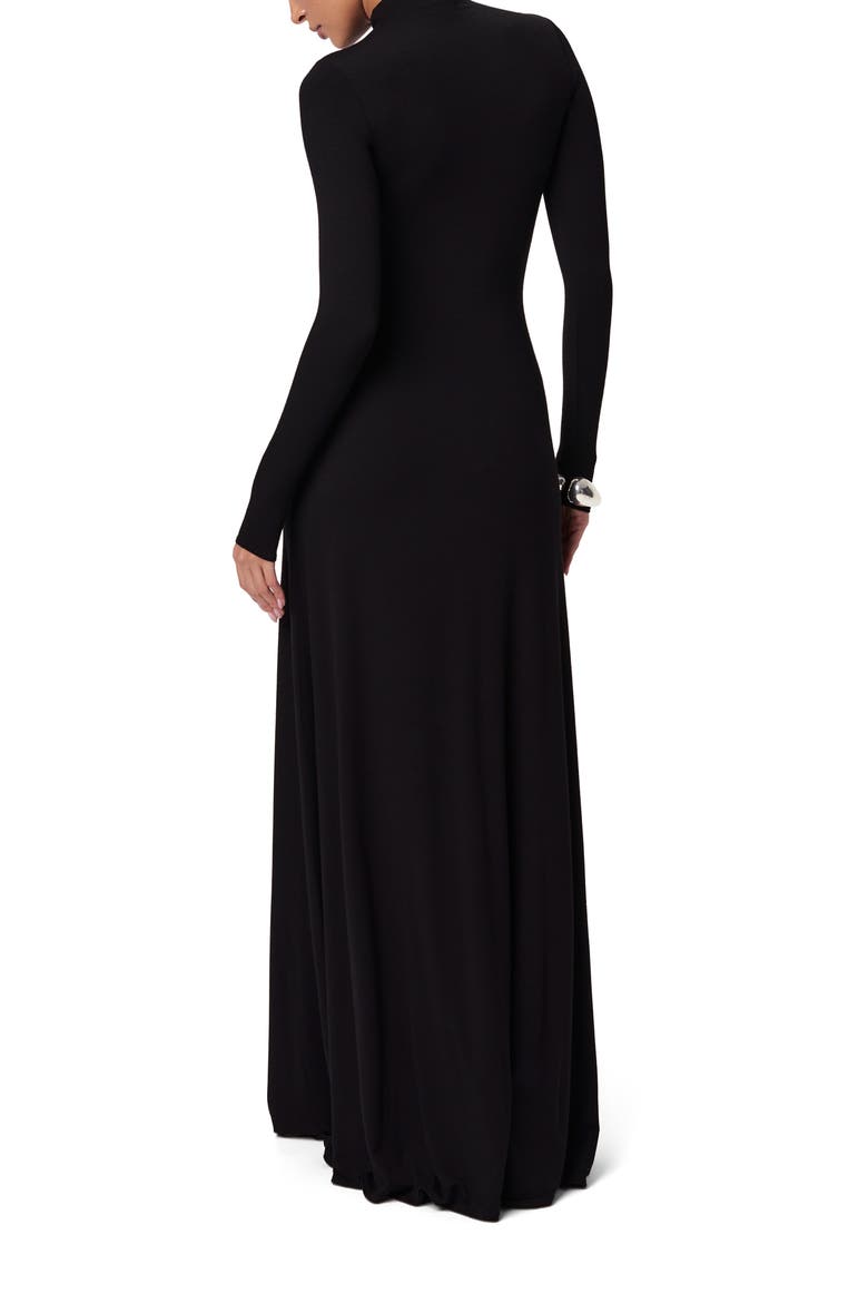 Funnel Neck Long Sleeve Dress, Alternate, color, BLACK