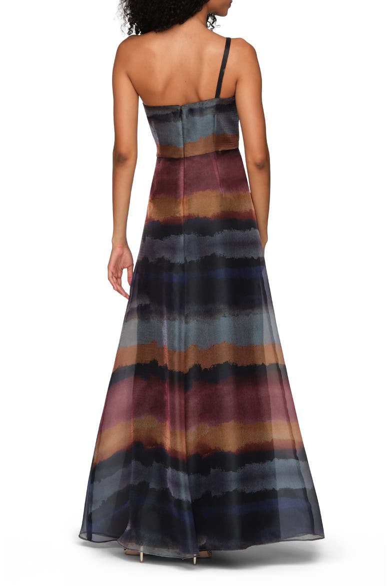 Daniela Ombré Stripe One-Shoulder Organza Gown, Alternate, color, ICEBERG MULTI
