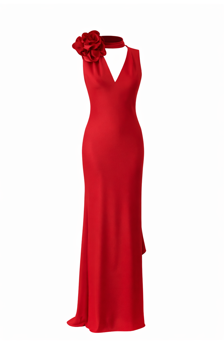 Vasiliki Luna Silky Bias Cut Dress in Assouline Red, Main, color, Assouline Red