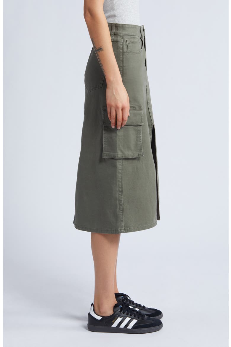 Stretch Cotton Cargo Midi Skirt, Alternate, color, KASEY