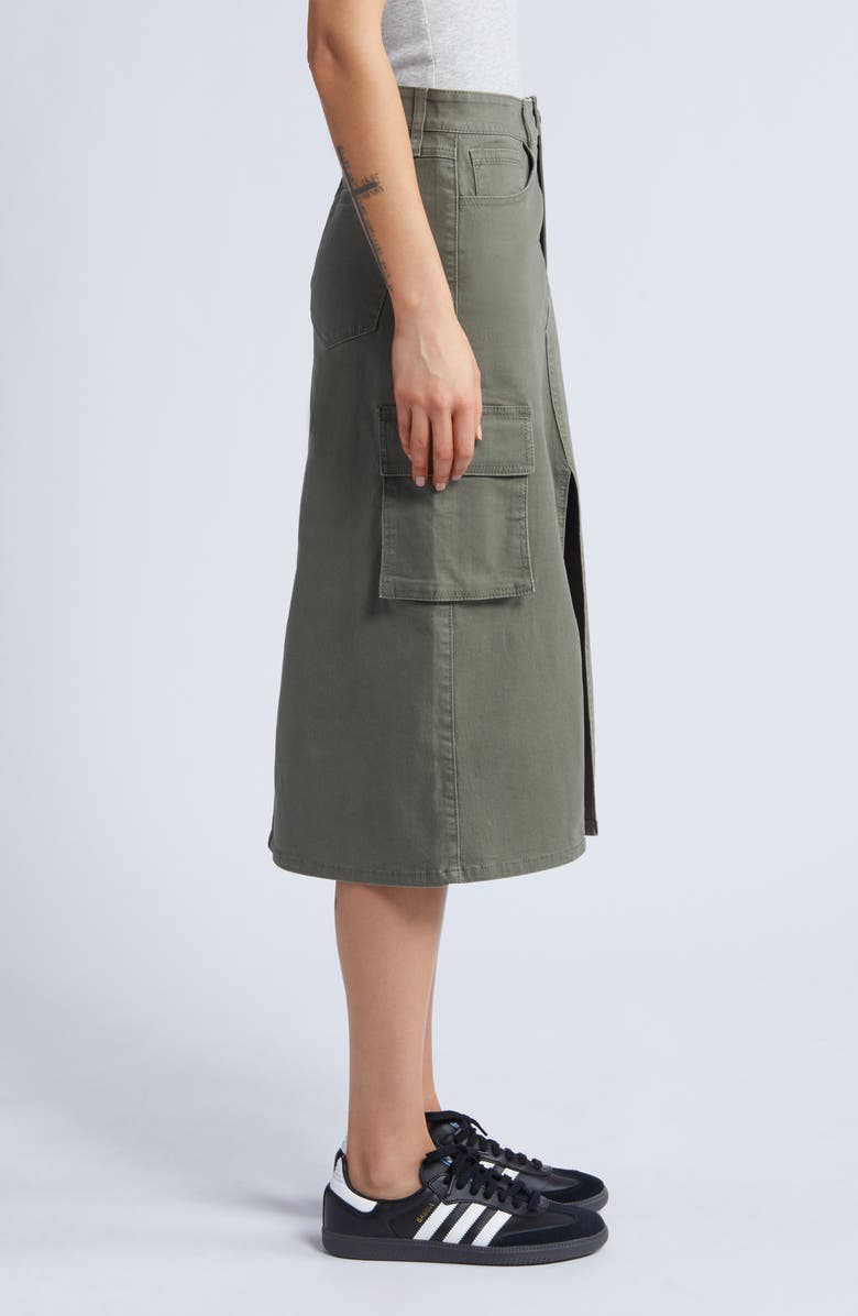 1822 Denim Stretch Cotton Cargo Midi Skirt, Alternate, color,
