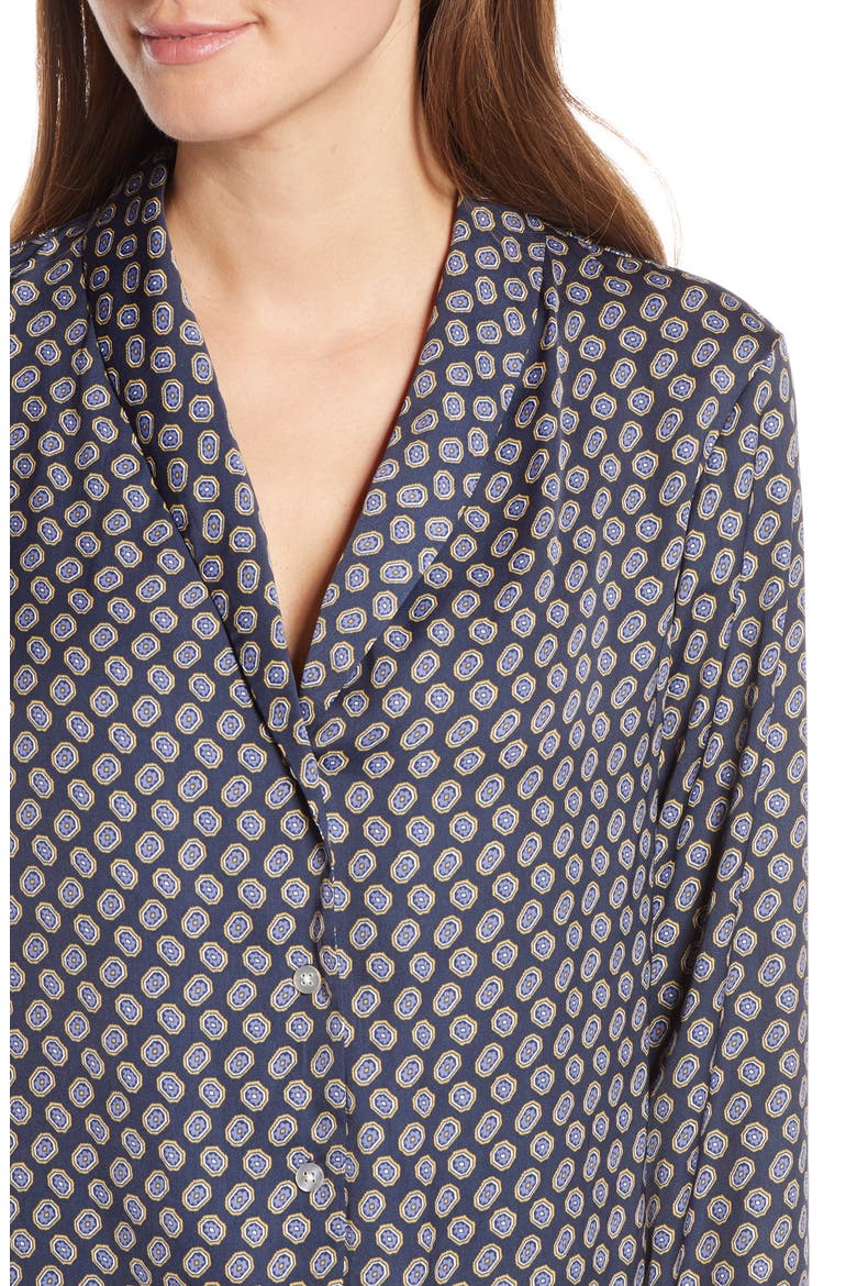 Satin Nightshirt Pajamas (Nordstrom Exclusive), Alternate, color, NAVY IRIS FOULARD
