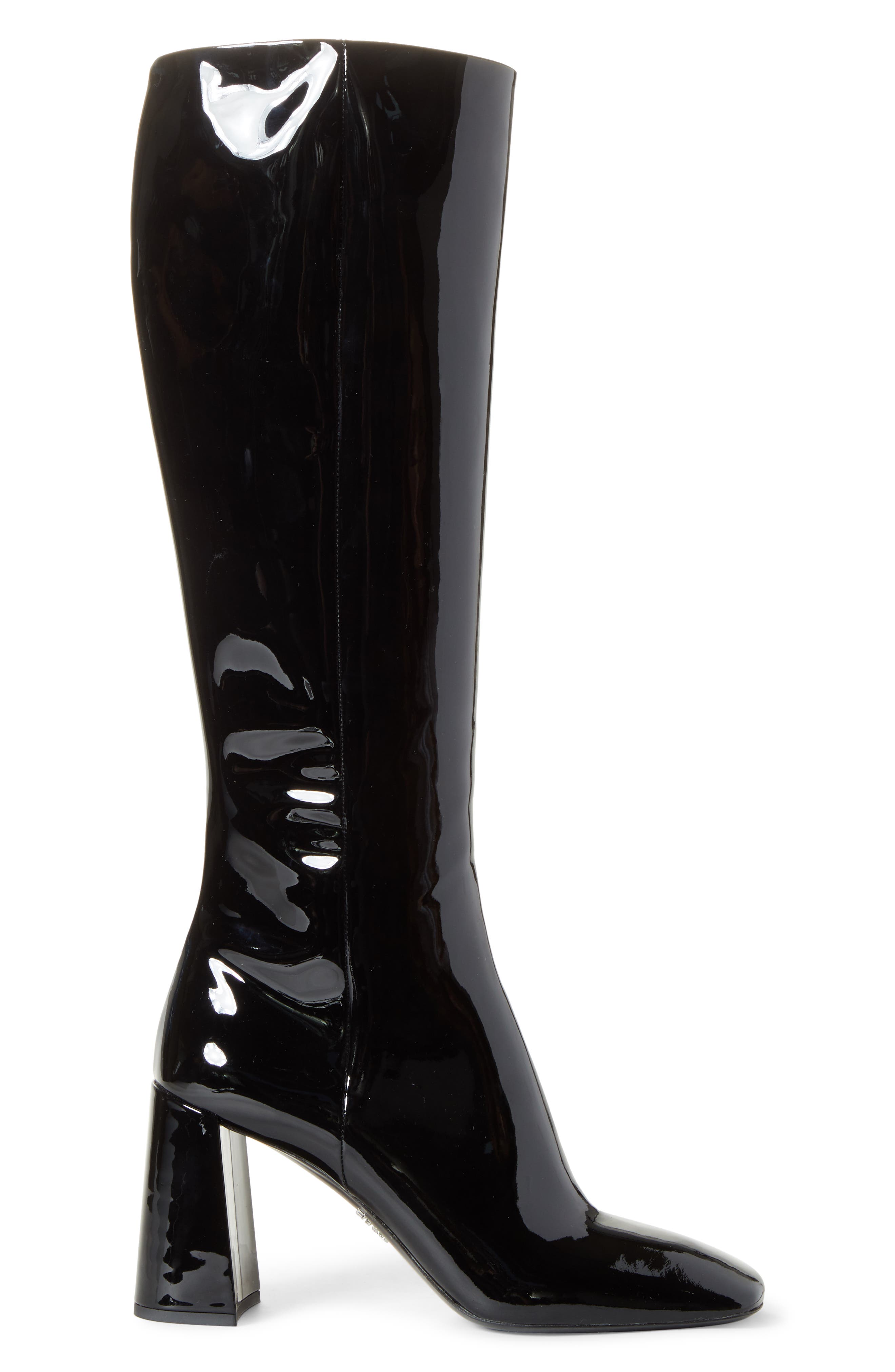 Prada Square Toe Knee High Boot, Alternate, color, 