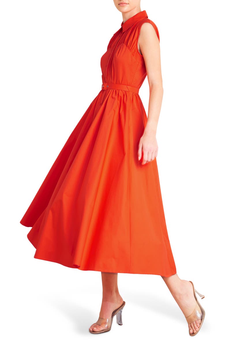 FREEMARKET Cotton Midi Dress, Alternate, color, Coral Red