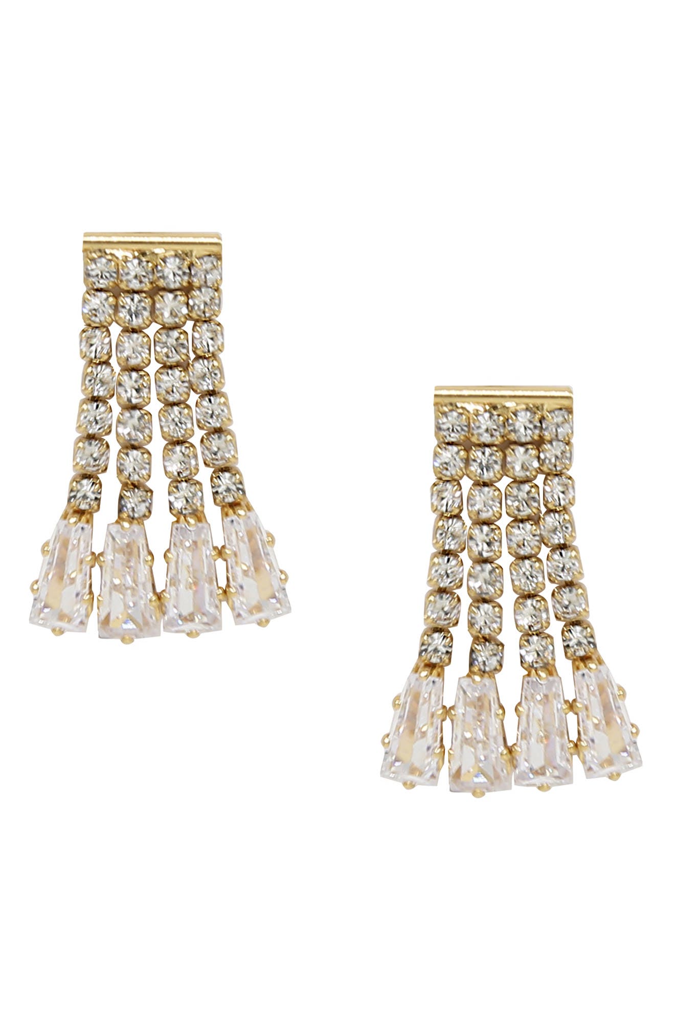 Crystal Fringe Stud Earrings