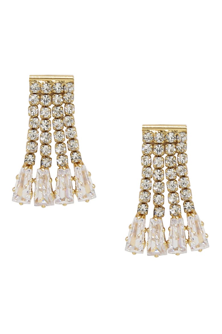 Crystal Fringe Stud Earrings, Main, color, GOLD